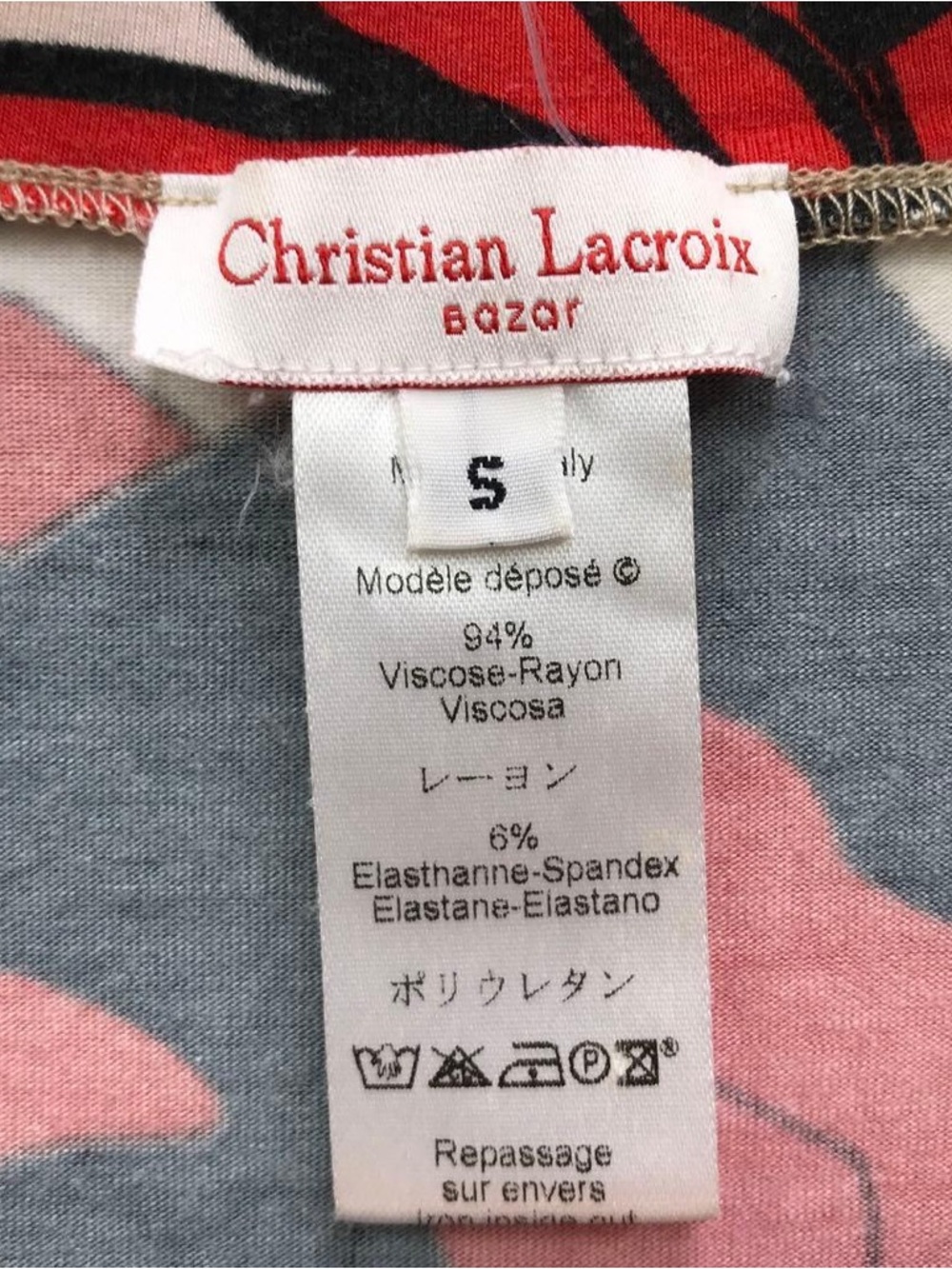 Christian Lacroix Bazar Floral Tee in Red, Pink & Gray - Picture 2 of 12